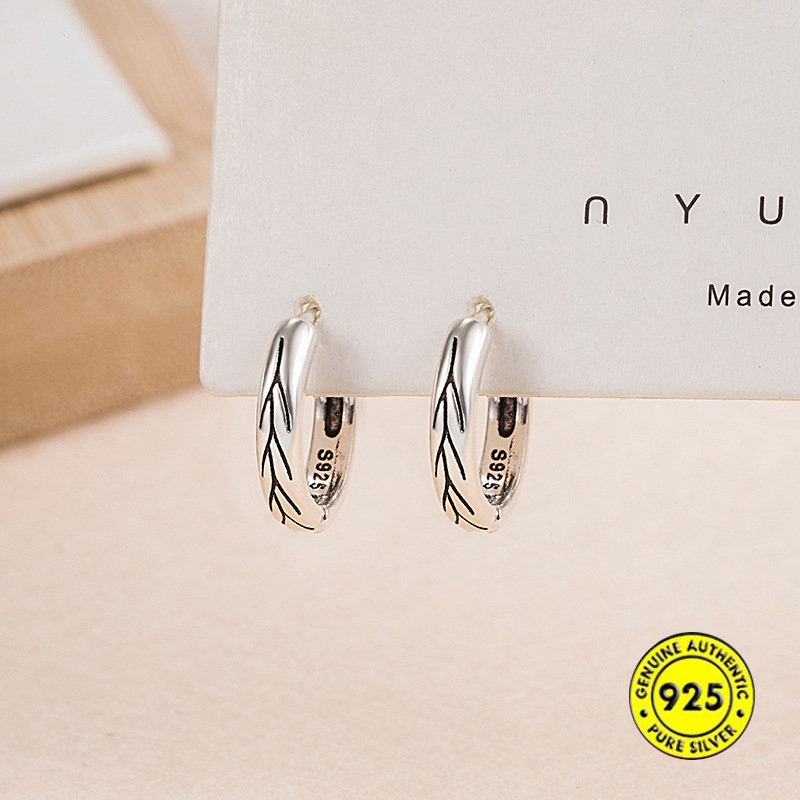 Anting S925 Alloy Perak Pria Sinomenium Acutum Earrings U1188