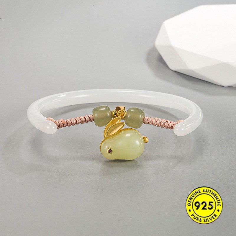 Gelang Batu Giok Hetian Setengah Lingkaran Untuk Pacar Perempuan Safety Lock Tali Gendong U1480