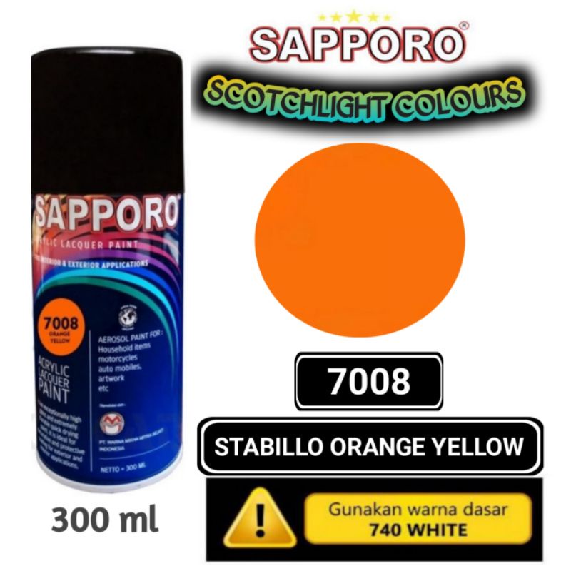 7008 STABILLO ORANGE YELLOW SAPPORO STANDAR 300ml Cat Semprot Pylok Pilok Pylox / Cat Aerosol / Sapp