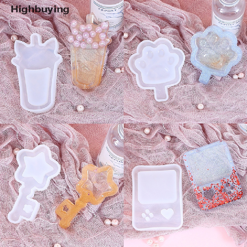 Hbid DIY Pasir Hisap Kristal Epoxy Resin Cetakan Botol Susu Bentuk Es Krim Silikon Cetakan Perhiasan Liontin Gantungan Kunci Cetakan Untuk DIY Liontin Membuat Perhiasan Glory