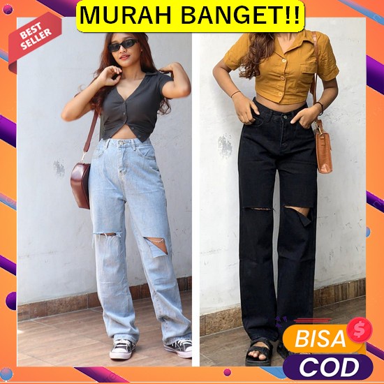 Kulot Jeans Celana Highwaist Kulot Celana Panjang Wanita Celana Jins K Celana Kulot Jeans Wanita Sob