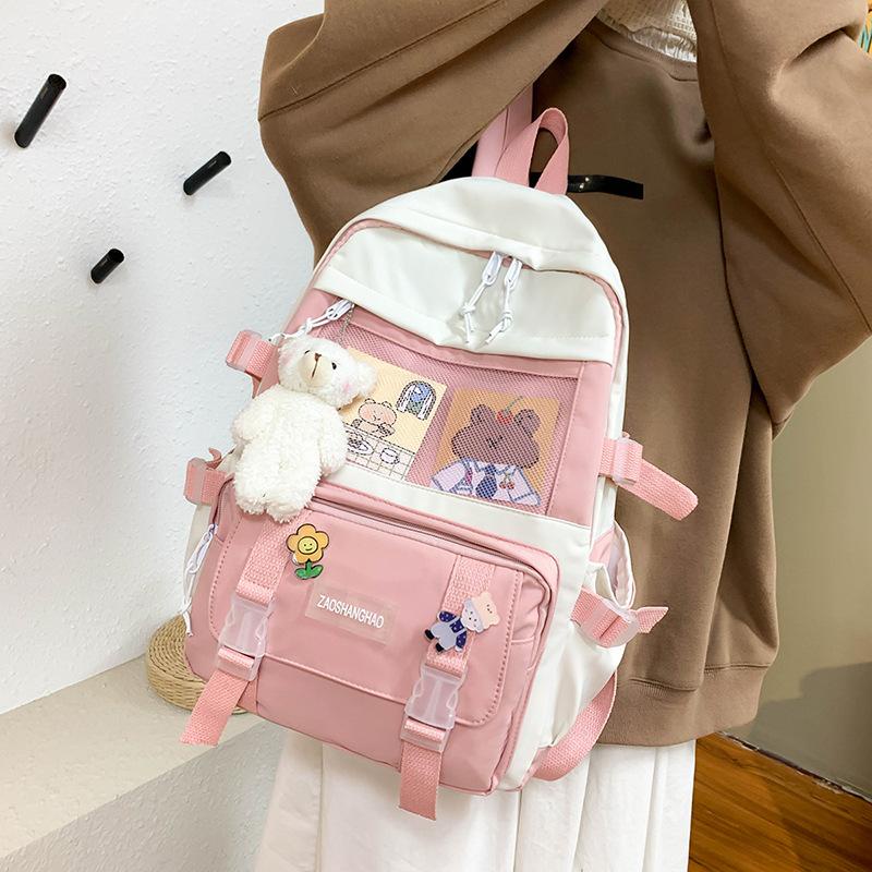 BJ14517 - BLACK/BLUE/GREEN/PINK - TAS RANSEL SEKOLAH KOREA FREE BONEKA WANITA FASHION IMPORT MODIS ELEGAN TERMURAH TERLARIS TERBARU BAGSTORE JAKARTA TAS BATAM EL4517