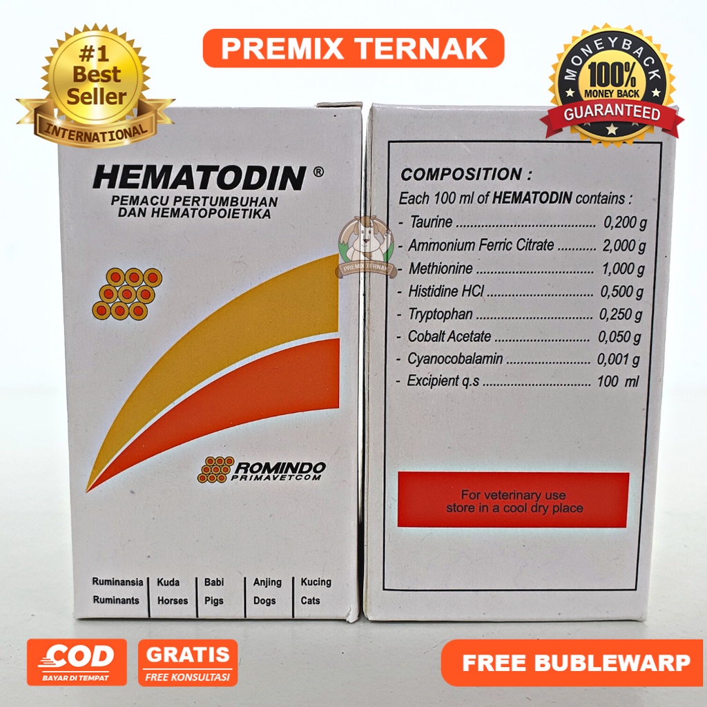 HEMATODIN 50ml HEMATODIN 100ml Injeksi  - Obat Penambah Darah, Pemacu Pertumbuhan