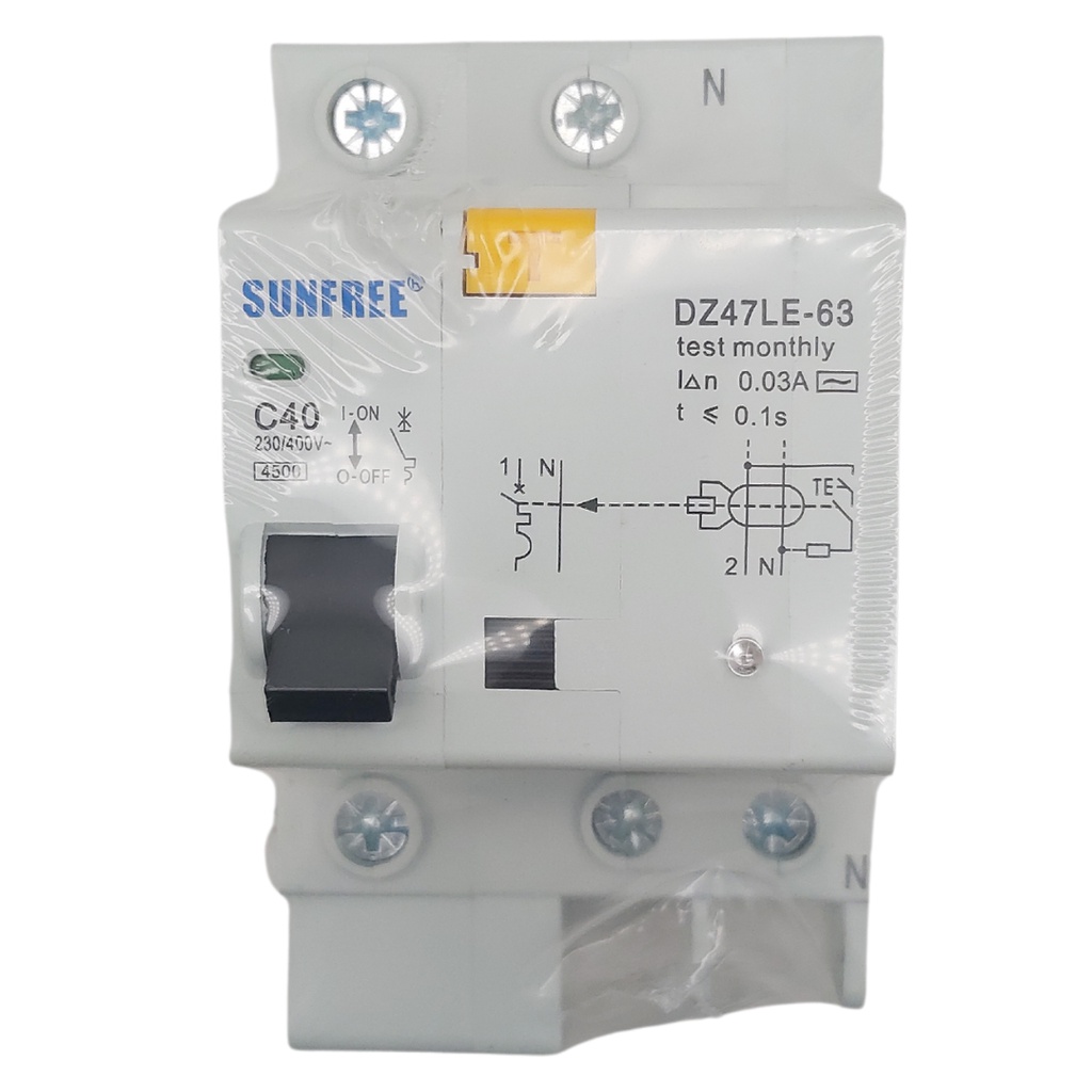 Sunfree FEB 40N Anti Kontak Listrik Anti Konslet ELCB MCB 40 A Dengan Indikator LED
