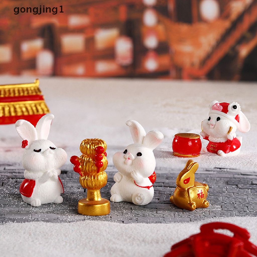 Ggg Boneka Imlek Mini Shio Kelinci Shio Resin Kelinci Kecil Micro Landscape Boneka ID