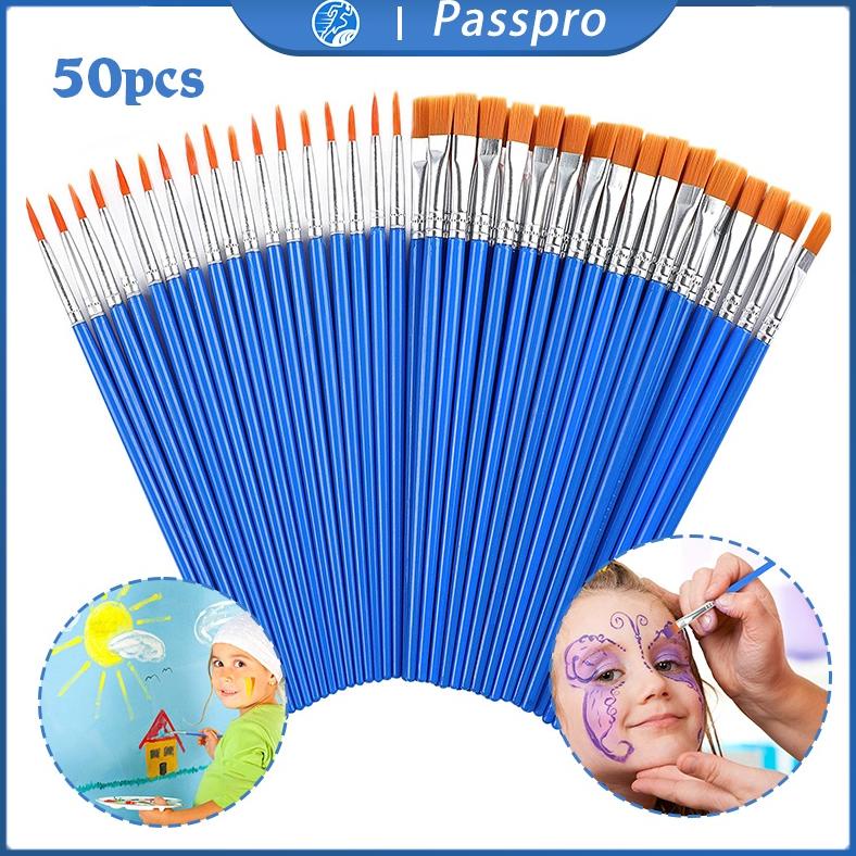 

50PCS KUAS LUKIS AKRILIK BULU NILON CAT AIR / MINYAK SET PAINTBRUSH UJUNG POINTED DAN FLAT - ARTIST PAINT BRUSH TERLARISS...,,,,,