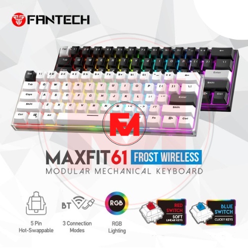 FANTECH MK857 MK-857 MAXFIT61 FROST WIRELESS 60% FORM FACTOR | GARANSI RESMI |  FANCY_MAKASSAR