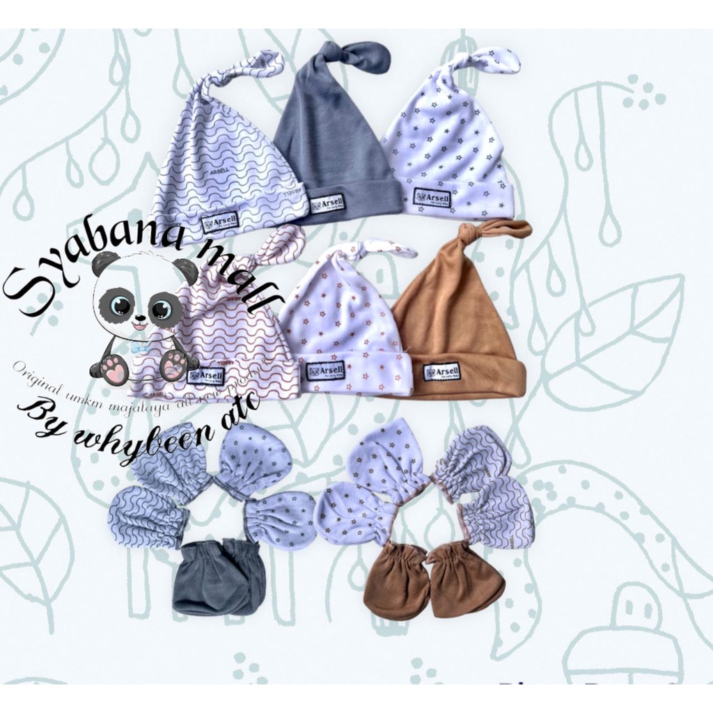 PERLENGKAPAN BAYI - 3 SET topi dan sartaki bayi premium super tebal dan lembut