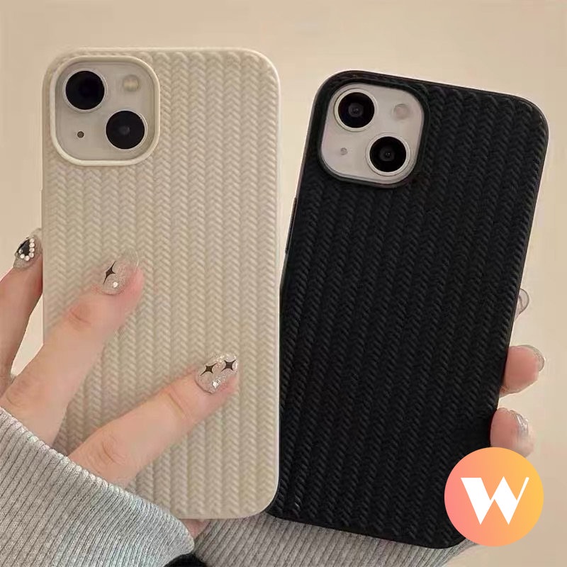 Soft Case Desain Sweater Rajutan Tahan Banting Untuk iPhone 11 7Plus 8Plus XR X XS Max 7 8 13 11 12 14 Pro Max SE 2020