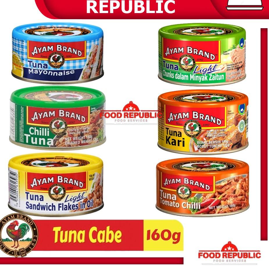 

✔️ AYAM BRAND 160 GR IKAN TUNA KALENG RASA TOMAT CHUNKS IN OIL CABE CURRY OLIVE OIL MAYONAISE