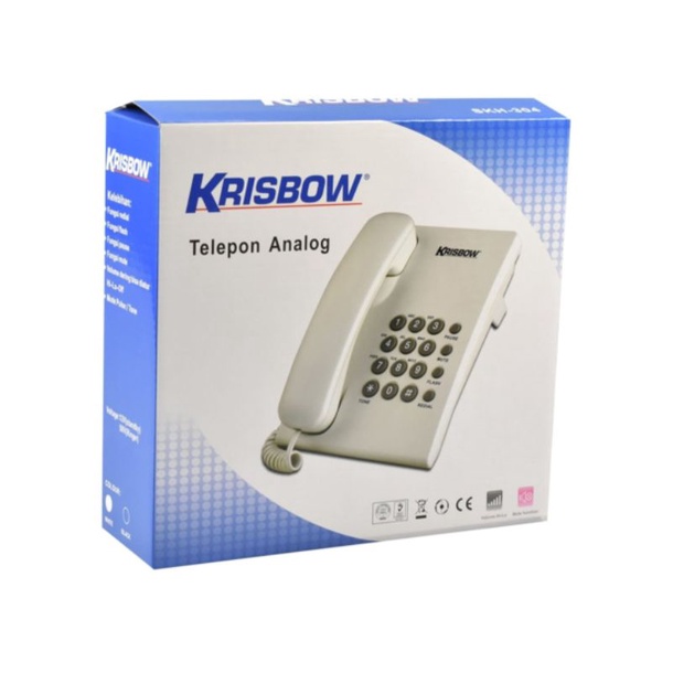 KRISBOW Telepon Basic SKH-304/Telepon Kabel/Telepon Analog - Putih