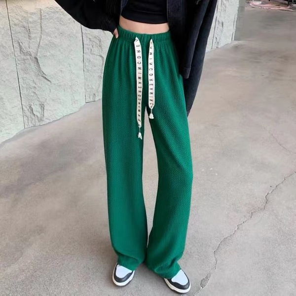 yikoo-Celana panjang casual korea high waist pants fashion wanita （Dengan kantong）