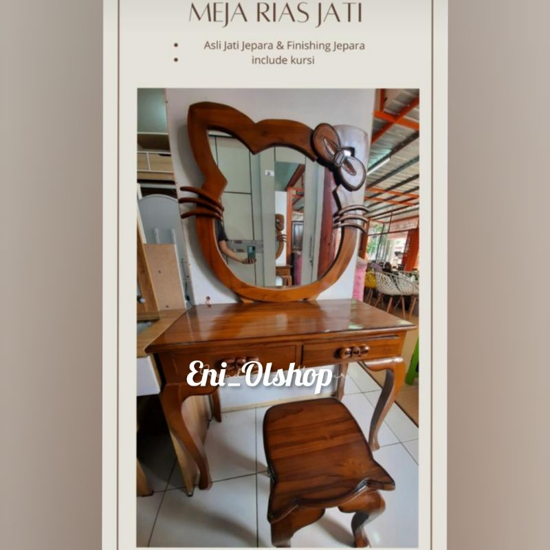 Meja Rias Jati Asli Jepara + Kursi Rias