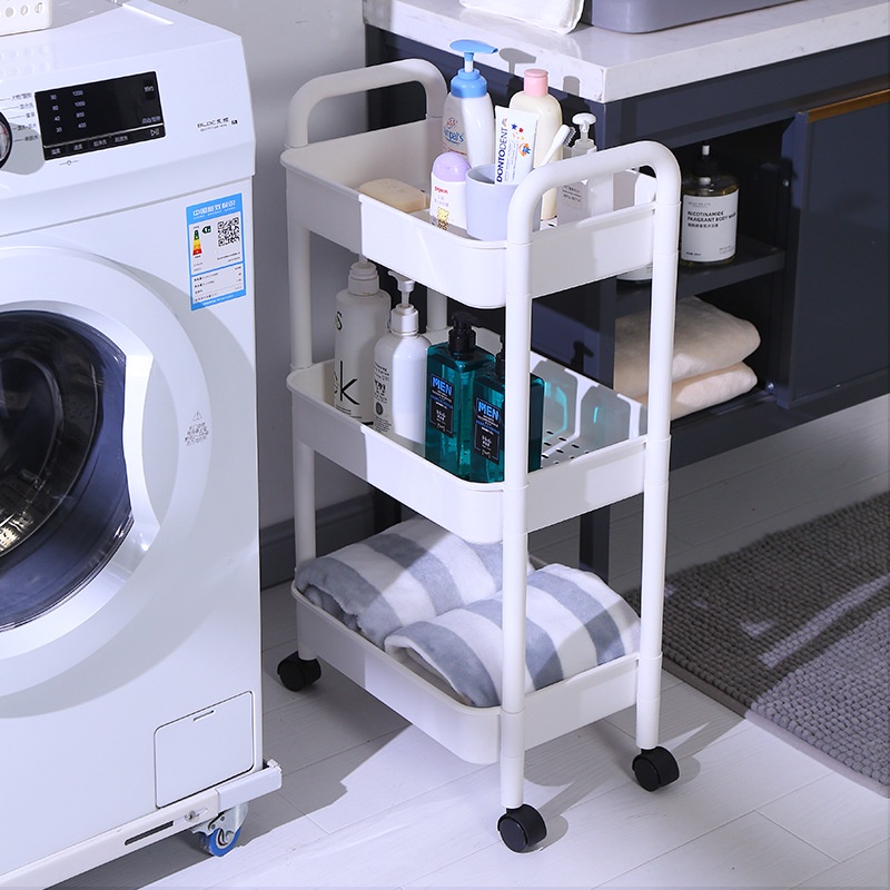 Rak Troli Serbaguna Rak Beroda Rak Dapur Stainless Rak Penyimpanan 3/4/5 Tingkat Rak Kamar Tidur Kamar Mandi Dengan Roda