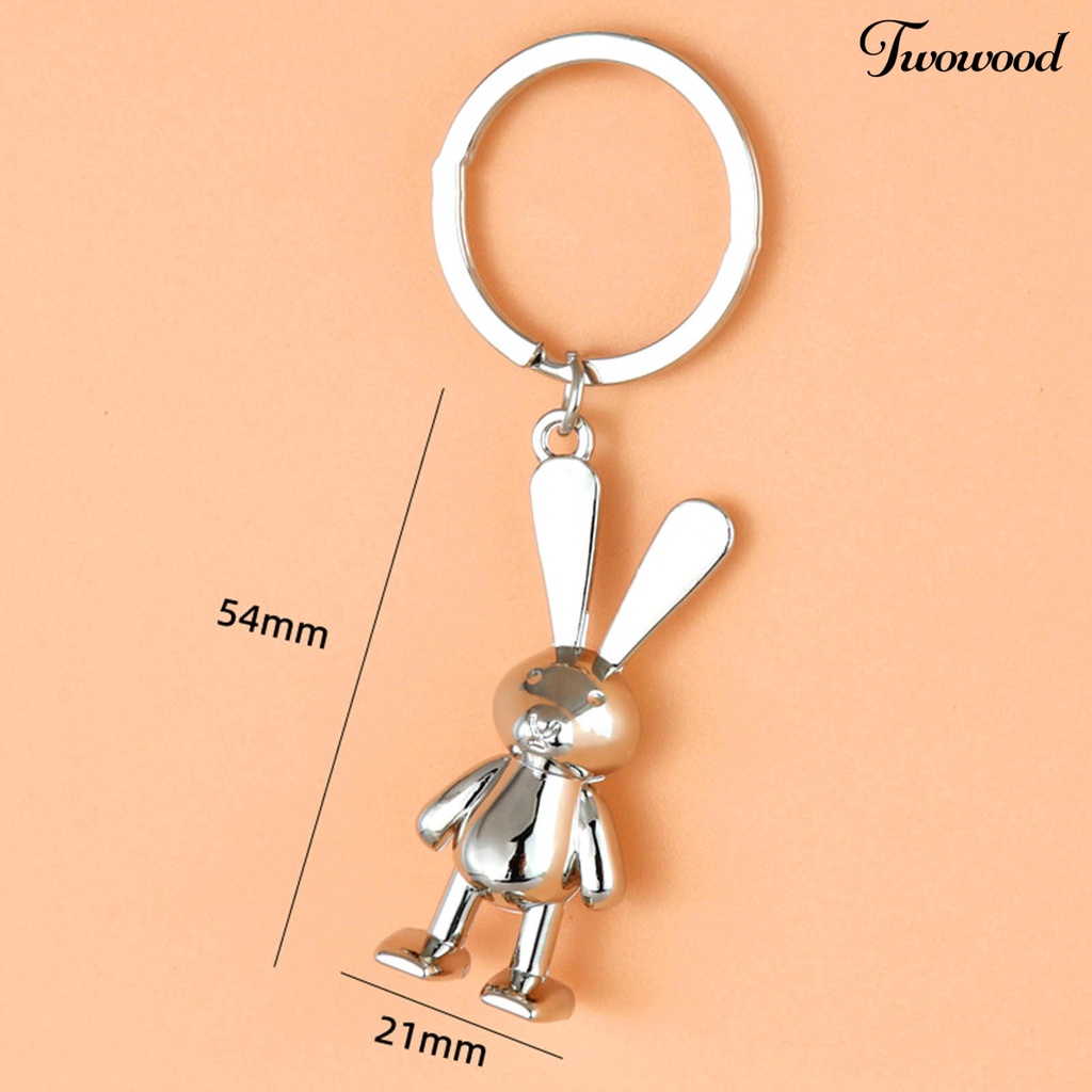 Twowood Kelinci Gantungan Kunci Kartun Serba Guna Tiga Dimensi Realistis Terlihat Electroplating2023Hadiah Tahun Baru DIY 3D Bunny Key Ring Pendant Wanita Pria Perhiasan Untuk Handbag