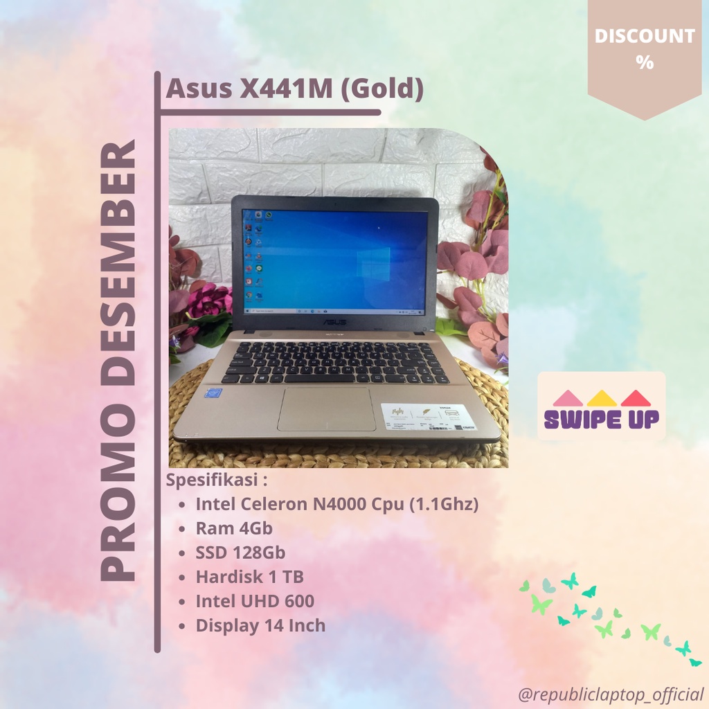 12.12 Laptop Asus X441M Celeron N4000 Ram 4Gb SSD 128Gb HDD 1 TB