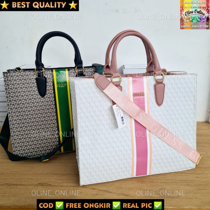 tas ederle shopping bag shopper big jumbo size tote bag shoulder bag carry all on the go stripes logo besar Xl gs gb selempang jinjing top handle crossbody