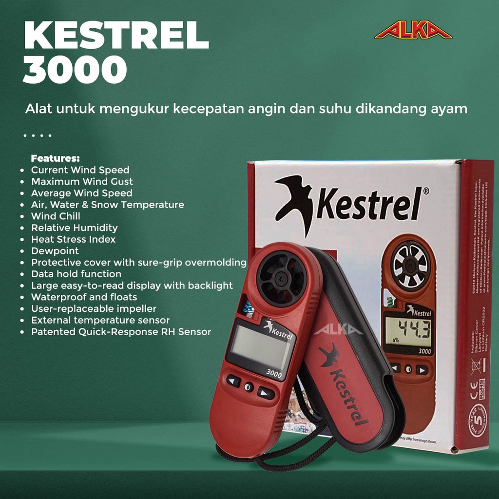 Kestrel 3000 Alat Pengukur Kecepatan Angin Dan Suhu Kandang Ayam Broiler Petelur Pullet