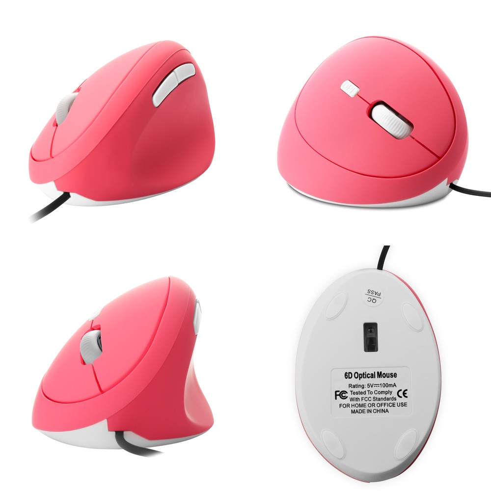 Pink Wired Vertical Mouse Mouse Mouse Mouse Gaming Ergonomis Dapat Disesuaikan DPI 800-1200-1600 Tikus