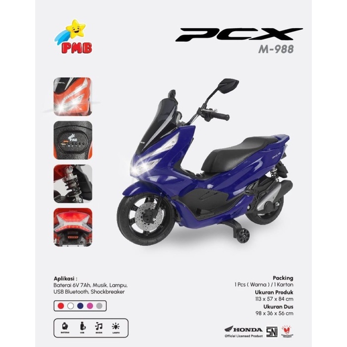 Mainan Anak Motor Aki PMB M 988 Honda PCX Lisensi Resmi musik dan lampu