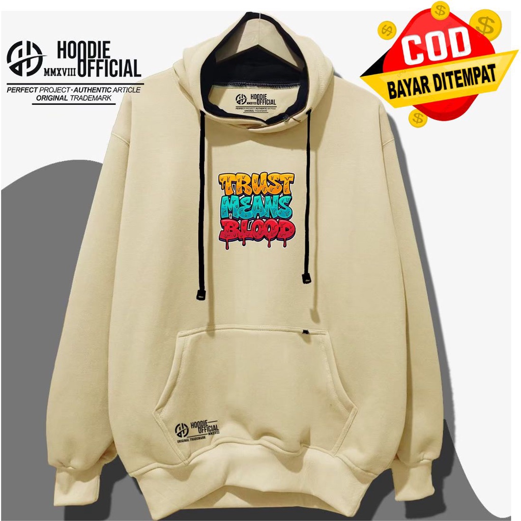 COD Hoodie Pria Distro Hoodie Trust Means Blood Sweater Cowok Dewasa Jumbo Big Size M L XL XXL Jaket