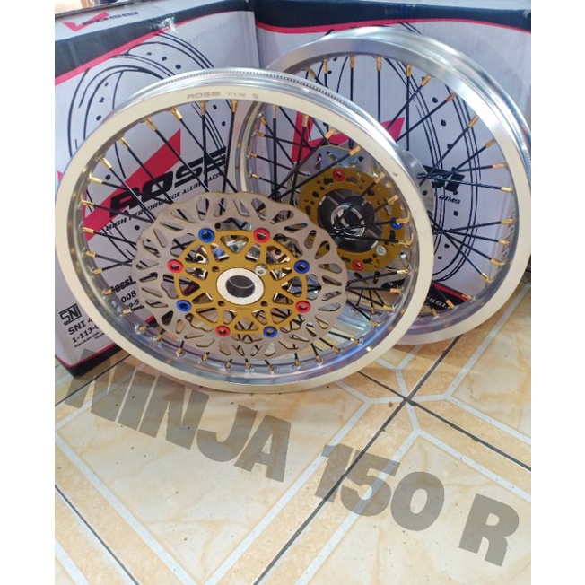 Velg Jari Jari Ring 17 140-160-185-215 Merk Rossi Untuk Motor NINJA 150 R NINJA RR Satu Set Sepasang