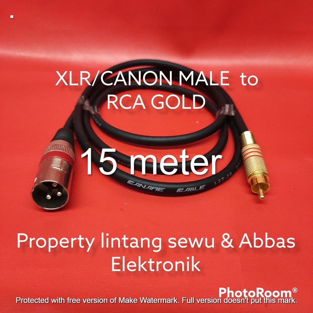 KABEL JEK RCA GOLD TO XLR CANON MALE 15 METER