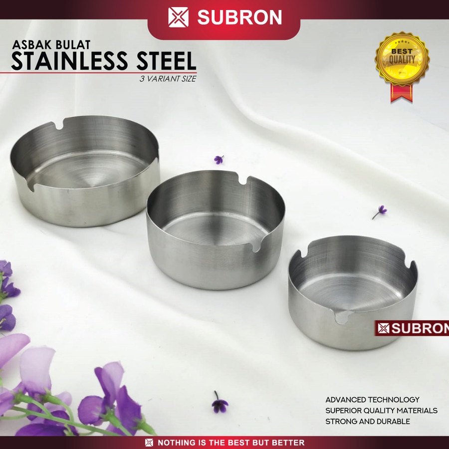 Asbak Stainless Diameter 8cm 10cm 12cm Rokok Bulat - SUBRON