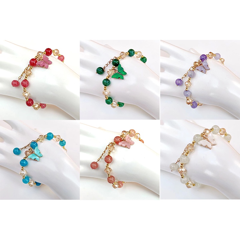 BTS-BC2552B TINO Gelang Rumbai Butterfly Kristal Korea Wanita Gadis Gelang Perhiasan Aksesoris/Gelang Wanita Kupu-kupu
