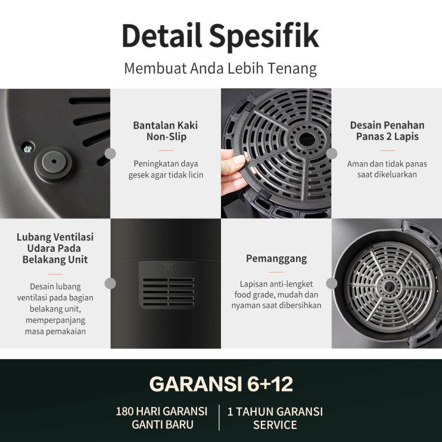 FLIFE FC12AF01 / FC-12AF01 Air Fryer 4.5L - Mesin Penggoreng Tanpa Minyak