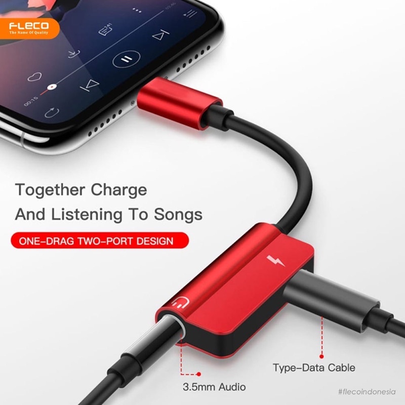 SPLITTER FLECO TYPE C SPC50 2IN1 MUSIC AUDIO &amp; CHARGING FOR XIAOMI OPPO VIVO ASUS HUAWEI Converter Splitter Type C To Jack 3.5MM + Type C Audio ,Call ,Charging