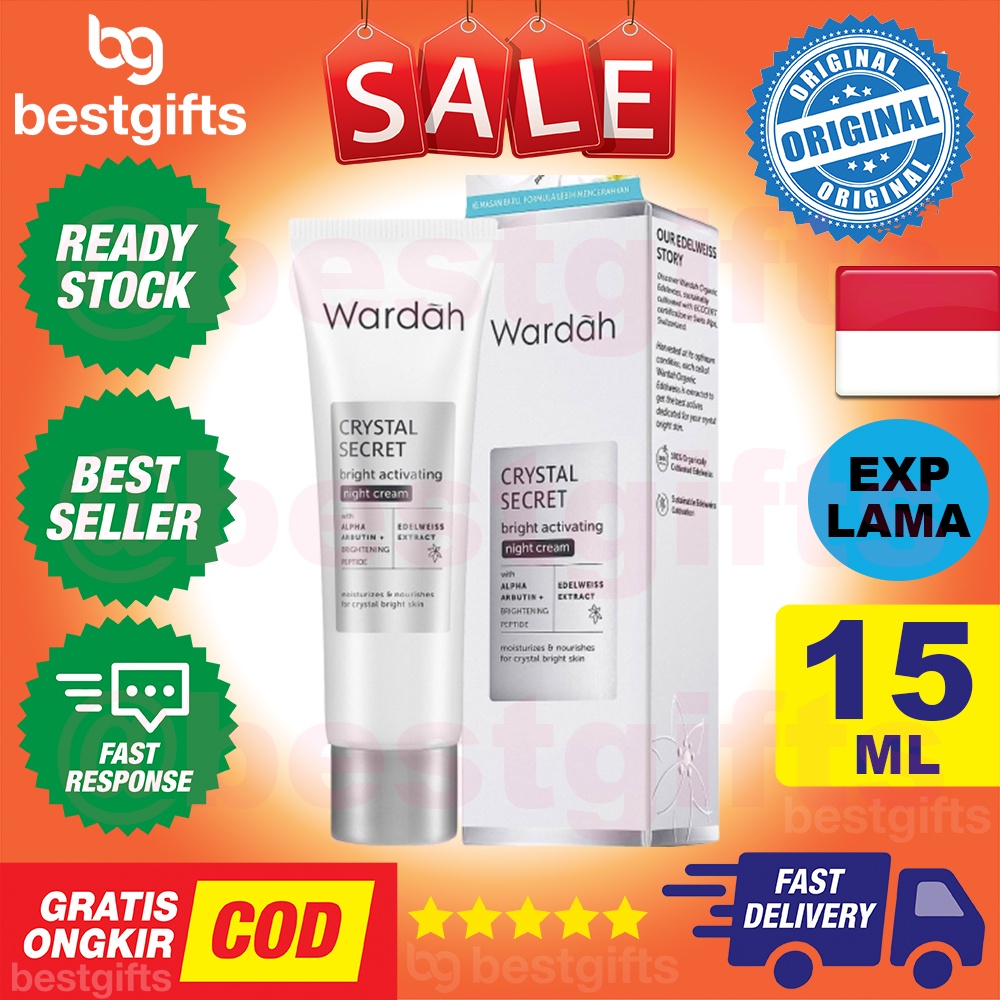 WARDAH CRYSTAL SECRET BRIGHT ACTIVATING NIGHT CREAM KRIM MALAM MENCERAHKAN 15 ML