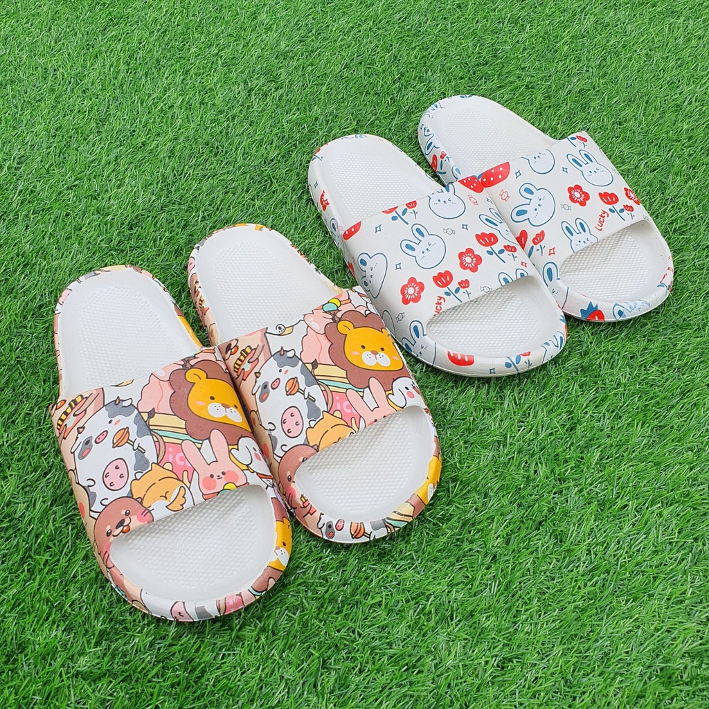 ☀CAMILO☀ Sandal Slop Motif Panda / Sandal Slop Motif lOVE /  Sandal Fashion Wanita / Sandal Lucu &amp; Imut / Slip Sandal Cewek Sandal Import SF02