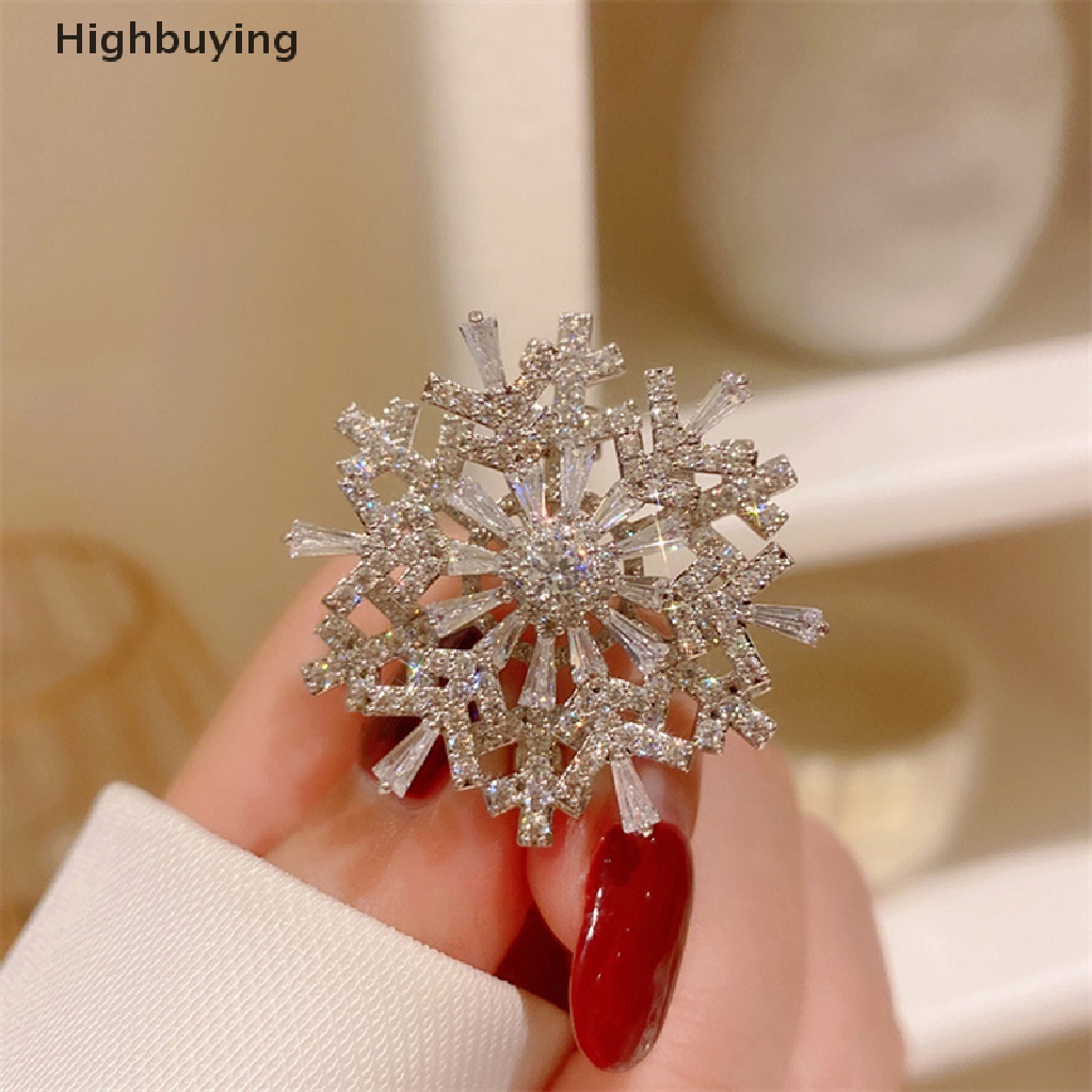 Hbid Fashion Pin Ch Rotatable Spinner Kristal Berlian Imitasi Bros Snowflake Bros Pin Untuk Wanita Pernikahan Perhiasan Bros Aksesori Glory