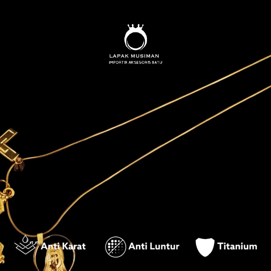 [Bayar Di Tempat] Kalung Titanium Gold Model Kwan Im Wanita Anti Karat Anti Luntur