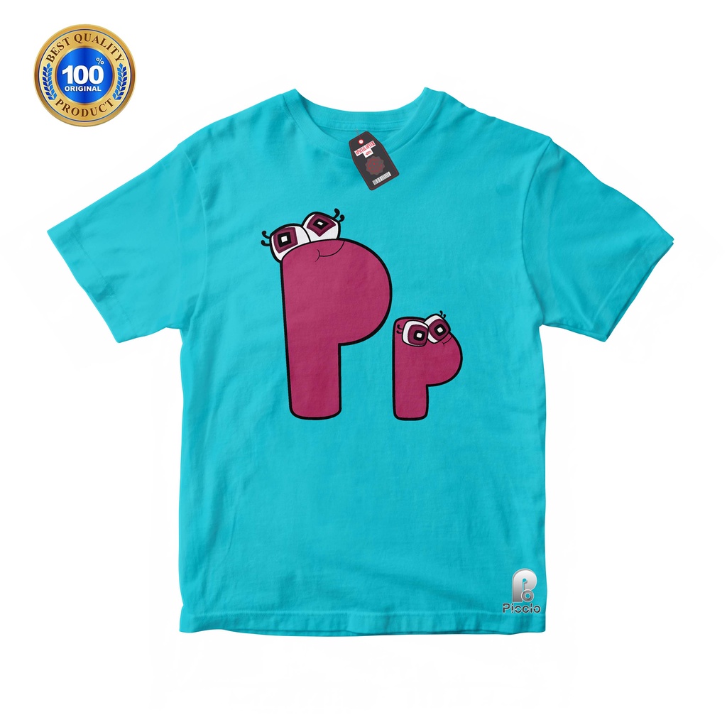 BAJU ANAK KAOS ATASAN ANAK HURUF P ALPHABET LORE UNISEX Bahan COTTUN (FREE NAMA)