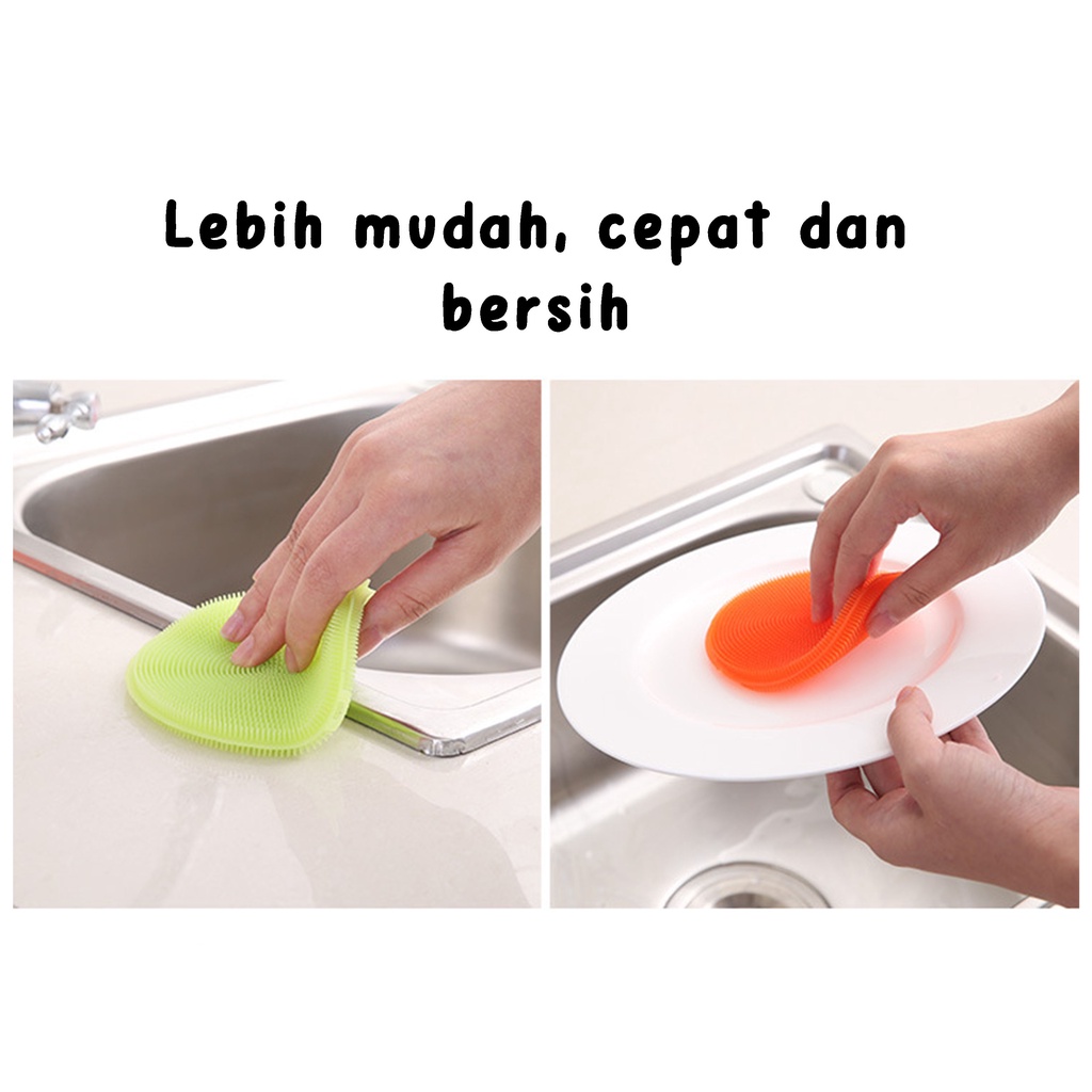 Spons Cuci Piring/Tatakan Gelas Anti Panas/Silikon Pembersih Dapur Serbaguna Diswashing