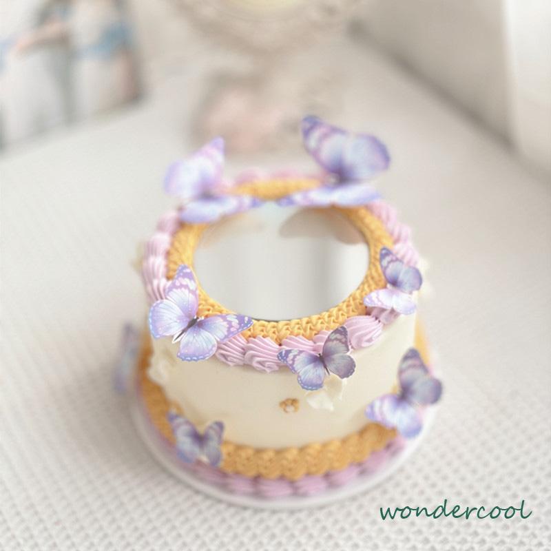 Cake Topper Hiasan Kue kupu Kupu Butterfly Pink Ungu Biru Ulang Tahun-Won