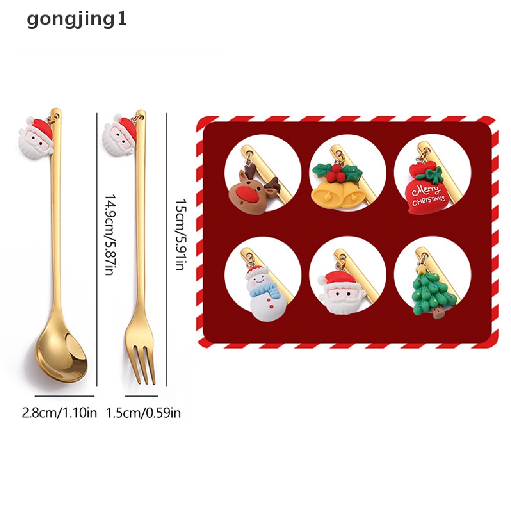 Ggg 4 /6Pcs Sendok Kopi Elk Stainless Steel Sendok Es Krim Dessert Tea Spoon Untuk Hadiah Natal Aksesoris Dapur Peralatan Makan Dekorasi ID