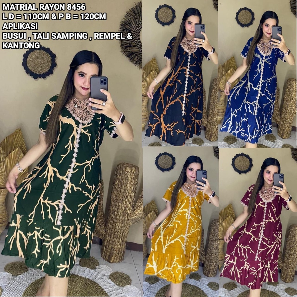 [TERLARIS] Dress Rayon Arabian Panjang Selutut// Baju Daster Renda Wanita Santai Termurah