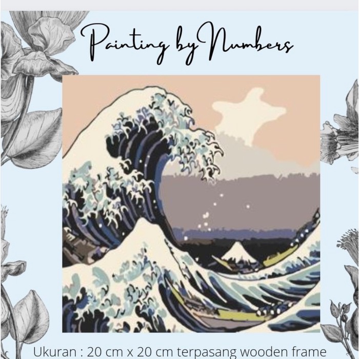 

DIY painting by number 20x20cm kerajinan tangan - GREAT KANAGAWA - PAINT+EASEL