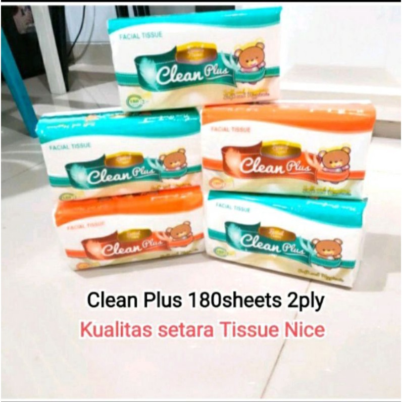 Bundling 5 pack Tissue Clean Plus 180 sheet, Tissue halus dan lembut setara Tissue Nice