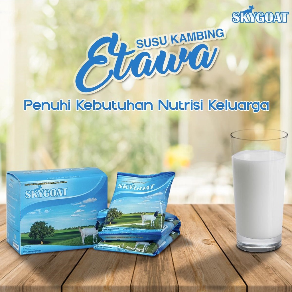 

Skygoat Rasa Original Susu Kambing Etawa Per Box | Susu Kambing Bubuk | Sky Goat Isi 10 Sachet