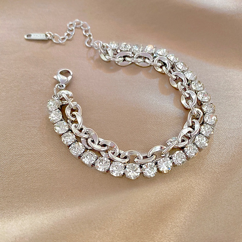2022terbaru Gelang Kristal Korea Pria Dan Wanita Rantai Double layer Gelang Retro Premium Perhiasan Gelang Pasangan Hadiah