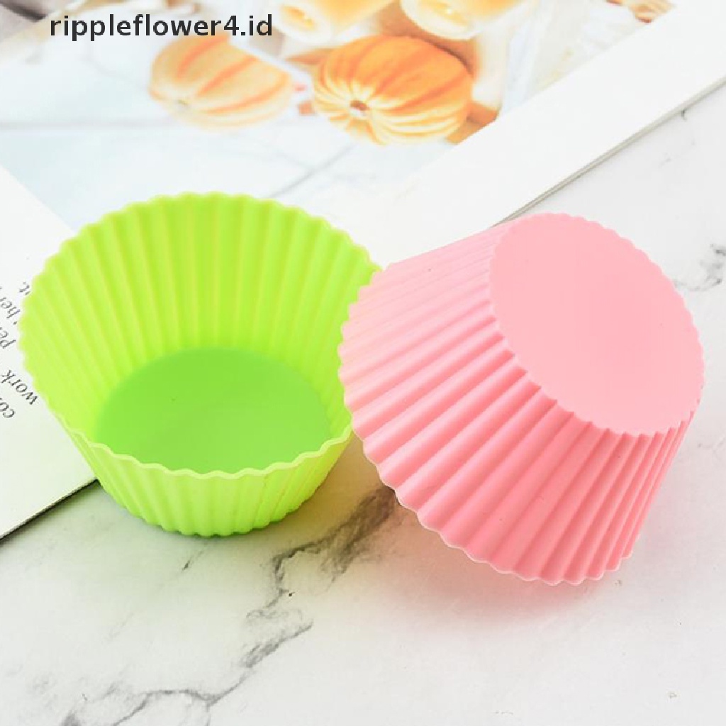 {rippleflower4.id} 7pcs/set Cetakan Silikon Kue Muffin Cupcake Baking Mold DIY Alat Dekorag Kue~