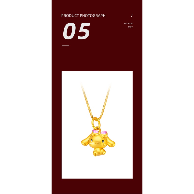 Goldkingdom Perhiasan Fashion 24 K Bangkok Aksesoris Ready Stock Kartun Laurel Anjing Liontin Berlapis Emas Lucu Busur Bertelinga Besar Anjing Kerah Tulang Kalung
