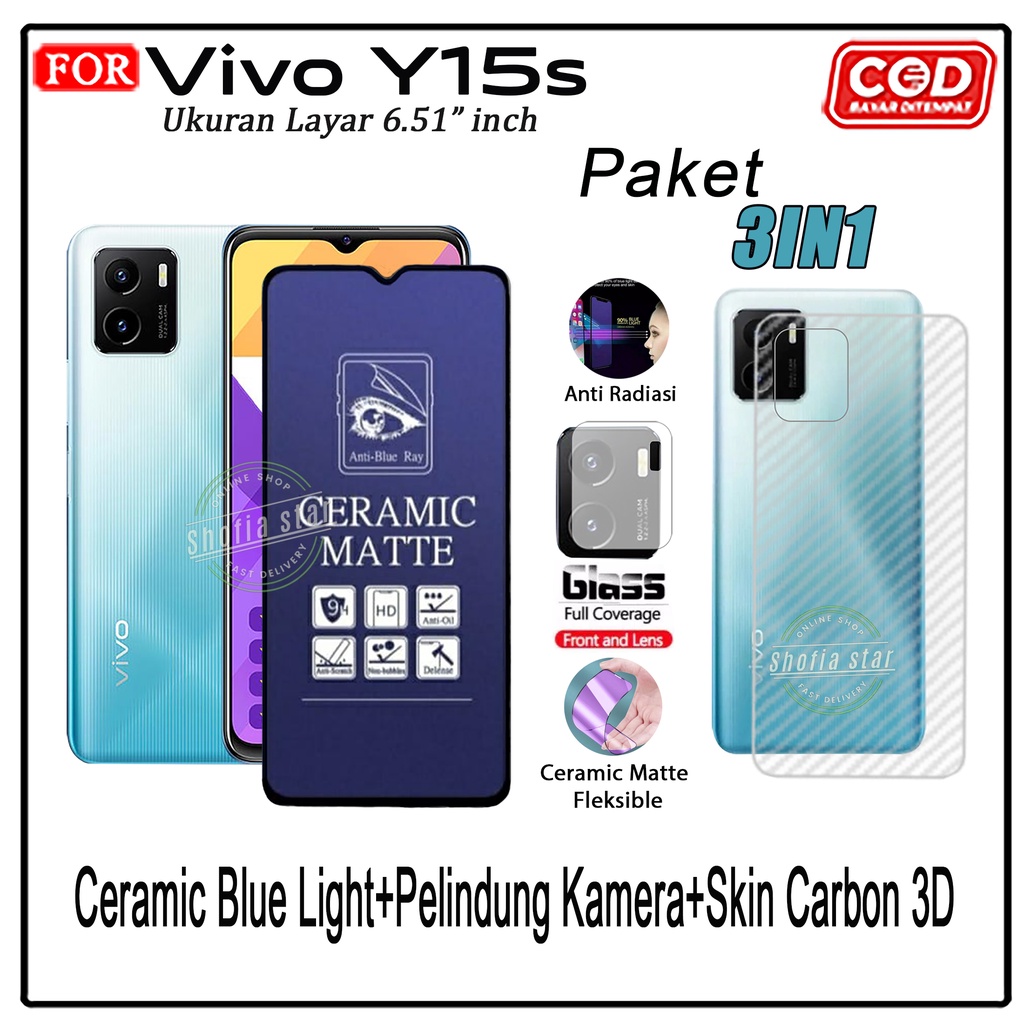 PROMO 3IN1 Tempered Glass Ceramic Privacy Matte Vivo Y15s Y01 Y53s Y75 5G Y50 Y51(2020) Y30 Y12 Y15 Y17 Y01a Anti Spy Full Cover