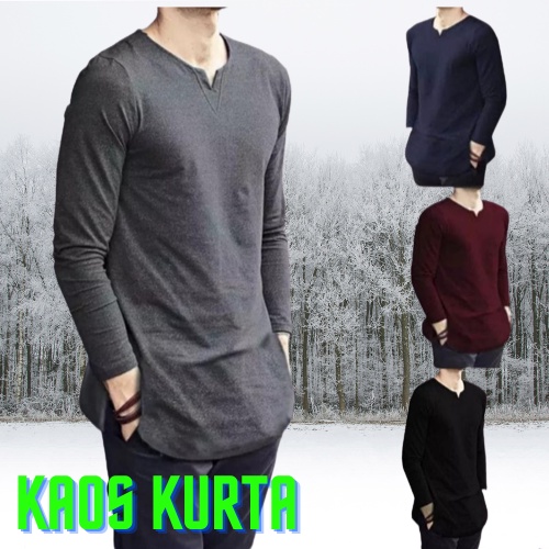 Kaos Lengan Panjang Pria Leher V-neck/kaos pria panjang/kaos lengan panjang pria/kaos/kaos kurta /ka