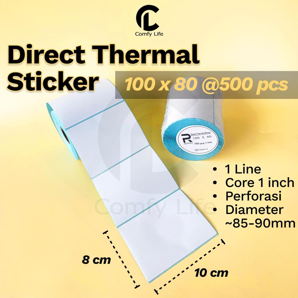 

DIRECT THERMAL STICKER [100X80 MM] KERTAS LABEL STIKER BARE 1 LINE 500 PCS TERLARISS...,,,,,
