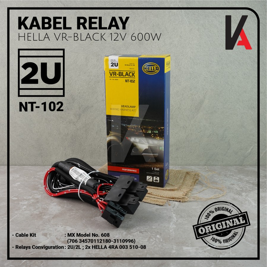 KABEL RELAY SET LAMPU HELLA VR-BLACK 2 RELAY UNTUK LAMPU HEADLAMP H4 MOBIL HIGT QUALITY